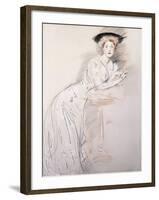 Portrait of Miss Taylor Leaning on a Table-Paul Cesar Helleu-Framed Giclee Print