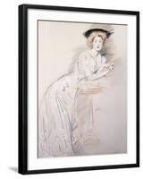 Portrait of Miss Taylor Leaning on a Table-Paul Cesar Helleu-Framed Giclee Print