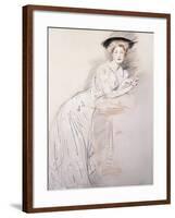 Portrait of Miss Taylor Leaning on a Table-Paul Cesar Helleu-Framed Giclee Print