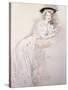 Portrait of Miss Taylor Leaning on a Table-Paul Cesar Helleu-Stretched Canvas