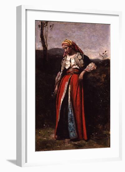 Portrait of Mlle Dobigny, 1865-70-Jean Baptiste Camille Corot-Framed Giclee Print