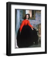 Portrait of Mlle L L, (Young Lady in a Red Jacke), 1864-James Jacques Joseph Tissot-Framed Giclee Print