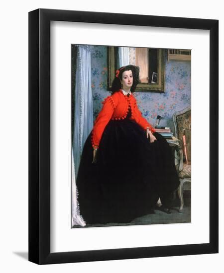 Portrait of Mlle L L, (Young Lady in a Red Jacke), 1864-James Jacques Joseph Tissot-Framed Giclee Print