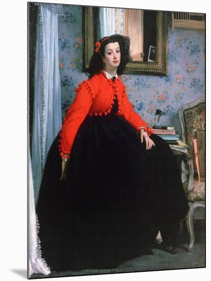 Portrait of Mlle L L, (Young Lady in a Red Jacke), 1864-James Jacques Joseph Tissot-Mounted Giclee Print