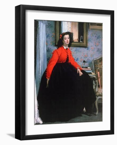 Portrait of Mlle L L, (Young Lady in a Red Jacke), 1864-James Jacques Joseph Tissot-Framed Giclee Print