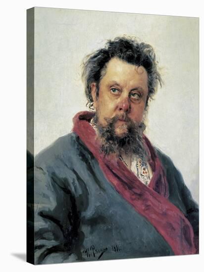 Portrait of Modest Mussorgsky-Ilya Efimovich Repin-Stretched Canvas