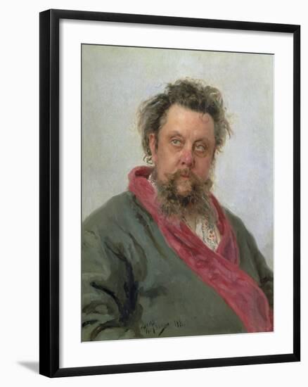 Portrait of Modest Petrovich Moussorgsky (1839-81) 1881-Ilya Efimovich Repin-Framed Giclee Print