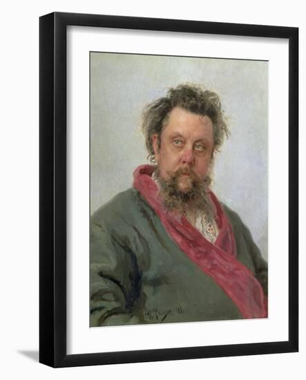 Portrait of Modest Petrovich Moussorgsky (1839-81) 1881-Ilya Efimovich Repin-Framed Giclee Print