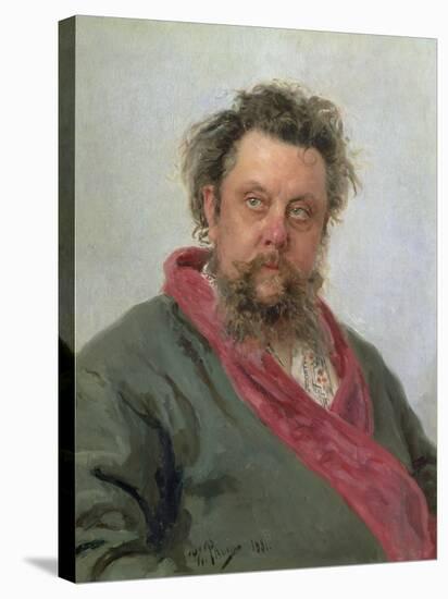 Portrait of Modest Petrovich Moussorgsky (1839-81) 1881-Ilya Efimovich Repin-Stretched Canvas
