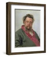 Portrait of Modest Petrovich Moussorgsky (1839-81) 1881-Ilya Efimovich Repin-Framed Giclee Print