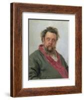 Portrait of Modest Petrovich Moussorgsky (1839-81) 1881-Ilya Efimovich Repin-Framed Giclee Print