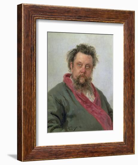 Portrait of Modest Petrovich Moussorgsky (1839-81) 1881-Ilya Efimovich Repin-Framed Giclee Print