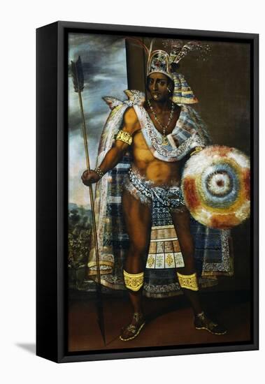 Portrait of Montezuma II Tecnochtitlan (Circa 1466-1520), Last King of Aztecs, 1680-1697-Antonio Rodriguez-Framed Stretched Canvas