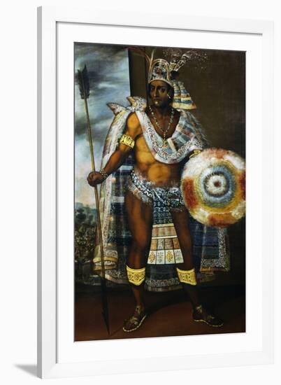 Portrait of Montezuma II Tecnochtitlan (Circa 1466-1520), Last King of Aztecs, 1680-1697-Antonio Rodriguez-Framed Giclee Print