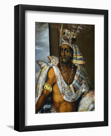 Portrait of Montezuma II Tecnochtitlan (Circa 1466-1520), Last King of Aztecs, 1680-1697-Antonio Rodriguez-Framed Giclee Print