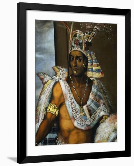 Portrait of Montezuma II Tecnochtitlan (Circa 1466-1520), Last King of Aztecs, 1680-1697-Antonio Rodriguez-Framed Giclee Print