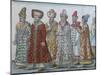 Portrait of Moscow Monarchs Ivan III, Vasili III Ivanovich, Ivan IV of Russia and Entourage-null-Mounted Giclee Print