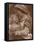 Portrait of Mother and Child (Sepia Photo)-Julia Margaret Cameron-Framed Stretched Canvas