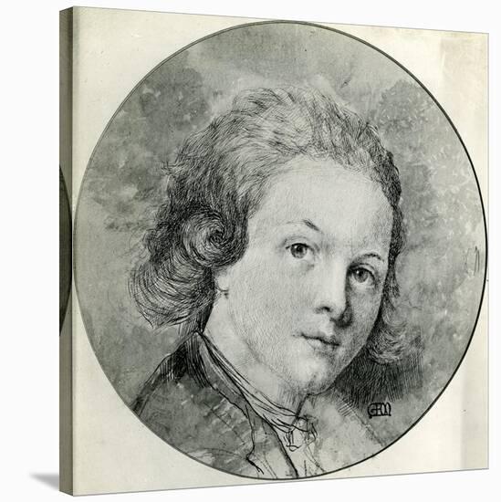 Portrait of Mozart at the Age of Fourteen after Pompeio Batoni (Pen and Ink with W/C)-George Frank Miles-Stretched Canvas