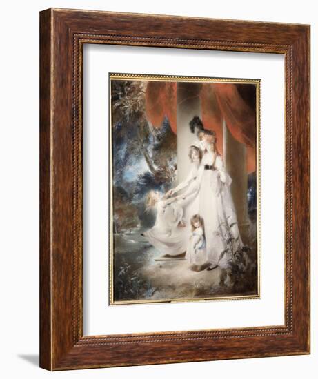 Portrait of Mrs Ayscoghe Boucherett with Her Two Eldest Children, Emilia and Ayscoghe-Thomas Lawrence-Framed Giclee Print