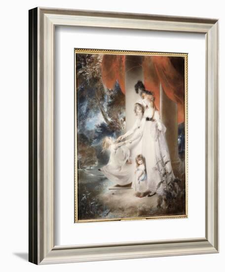 Portrait of Mrs Ayscoghe Boucherett with Her Two Eldest Children, Emilia and Ayscoghe-Thomas Lawrence-Framed Giclee Print