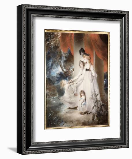 Portrait of Mrs Ayscoghe Boucherett with Her Two Eldest Children, Emilia and Ayscoghe-Thomas Lawrence-Framed Giclee Print