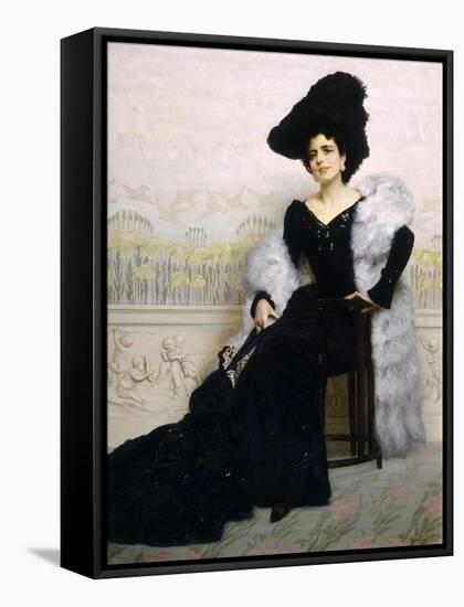 Portrait of Mrs Bruna Pagliano, 1904-Edoardo Gelli-Framed Stretched Canvas