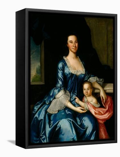 Portrait of Mrs. Matthew Tilghman and Her Daughter, Anna Maria, C.1757 (Oil on Linen)-John Hesselius-Framed Stretched Canvas