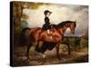 Portrait of Mrs. Thomas Conolly, Seated Side-Saddle in a Black Riding Habit on a Chestnut Hunter-William Osborne-Stretched Canvas