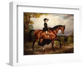 Portrait of Mrs. Thomas Conolly, Seated Side-Saddle in a Black Riding Habit on a Chestnut Hunter-William Osborne-Framed Giclee Print