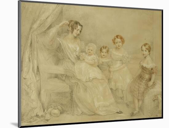 Portrait of Mrs W.S. Fry and Her Four Children: Emma, Willy, Julie and Georgina, Seated in an…-John Linnell-Mounted Giclee Print