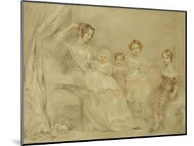 Portrait of Mrs W.S. Fry and Her Four Children: Emma, Willy, Julie and Georgina, Seated in an…-John Linnell-Mounted Giclee Print