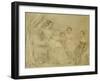 Portrait of Mrs W.S. Fry and Her Four Children: Emma, Willy, Julie and Georgina, Seated in an…-John Linnell-Framed Giclee Print