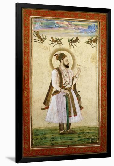 Portrait of Muhammad 'Adil Shah Ii, C.1650 (W/C and Gold Paint on Paper)-null-Framed Giclee Print