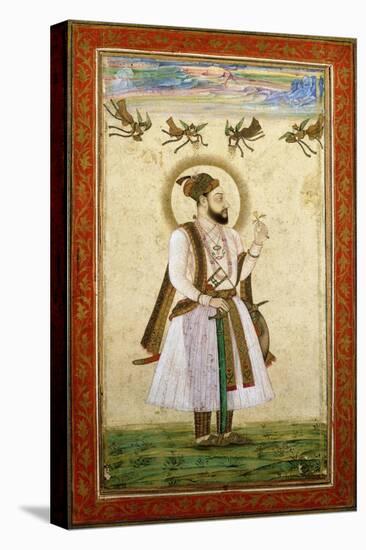 Portrait of Muhammad 'Adil Shah Ii, C.1650 (W/C and Gold Paint on Paper)-null-Stretched Canvas