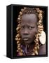 Portrait of Mursi Girl, Omo Valley, Ethiopia-Peter Adams-Framed Stretched Canvas