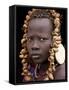 Portrait of Mursi Girl, Omo Valley, Ethiopia-Peter Adams-Framed Stretched Canvas