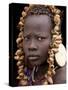 Portrait of Mursi Girl, Omo Valley, Ethiopia-Peter Adams-Stretched Canvas