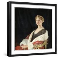 Portrait of Nancy Oswald Smith, Seated Half Length, in a Red Fur-Lined Coat, 1915-Sir William Orpen-Framed Giclee Print