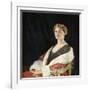 Portrait of Nancy Oswald Smith, Seated Half Length, in a Red Fur-Lined Coat, 1915-Sir William Orpen-Framed Giclee Print