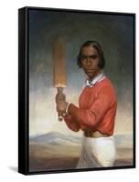 Portrait of Nannultera, a Young Poonindie Cricketer-John Michael Crossland-Framed Stretched Canvas