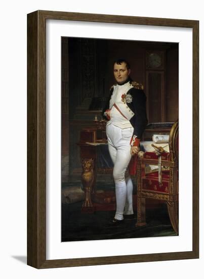 Portrait of Napoleon Bonaparte in His Study at the Tuileries Palace by Jacques-Louis David-null-Framed Giclee Print