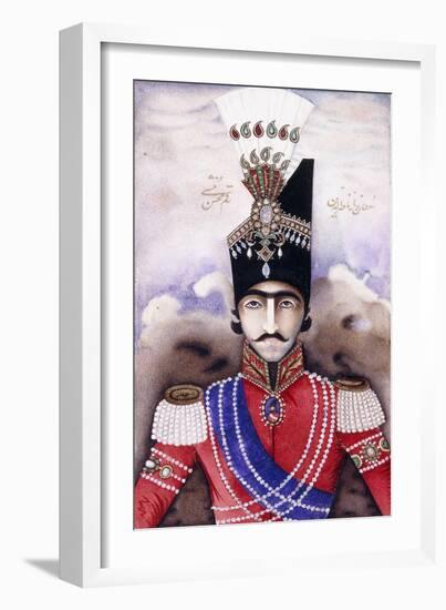 Portrait of Nasir-Ud-Din Shah Qajar (King of Persia), C.1845-1850 (Painting)-null-Framed Giclee Print