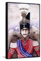 Portrait of Nasir-Ud-Din Shah Qajar (King of Persia), C.1845-1850 (Painting)-null-Framed Stretched Canvas