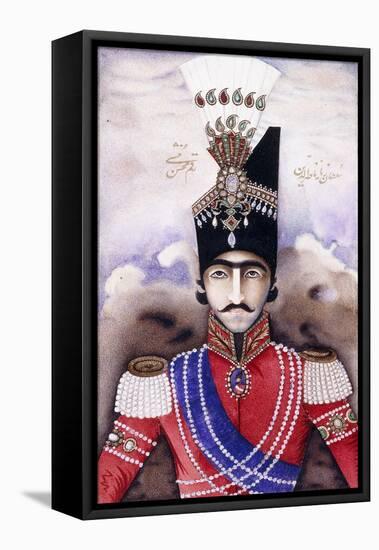 Portrait of Nasir-Ud-Din Shah Qajar (King of Persia), C.1845-1850 (Painting)-null-Framed Stretched Canvas