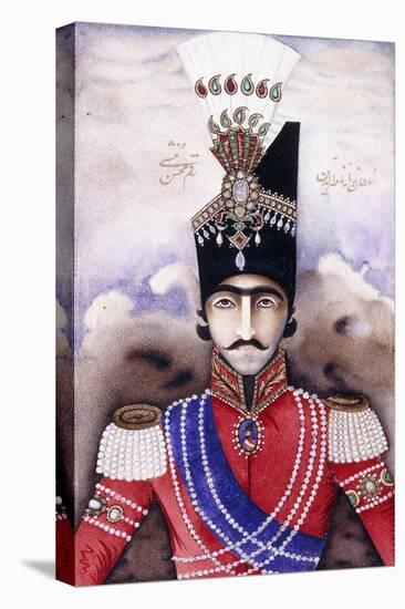 Portrait of Nasir-Ud-Din Shah Qajar (King of Persia), C.1845-1850 (Painting)-null-Stretched Canvas