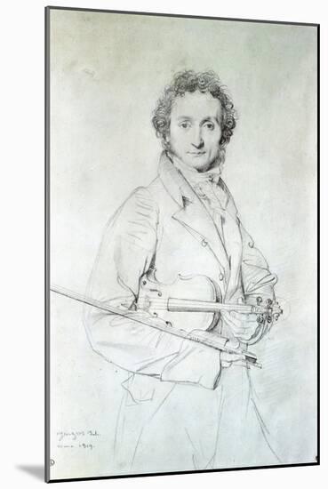 Portrait of Niccolo Paganini (1782-1840) 1819-Jean-Auguste-Dominique Ingres-Mounted Giclee Print