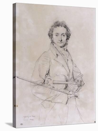 Portrait of Niccolo Paganini, Violinist (1782-1840)-Jean-Auguste-Dominique Ingres-Stretched Canvas