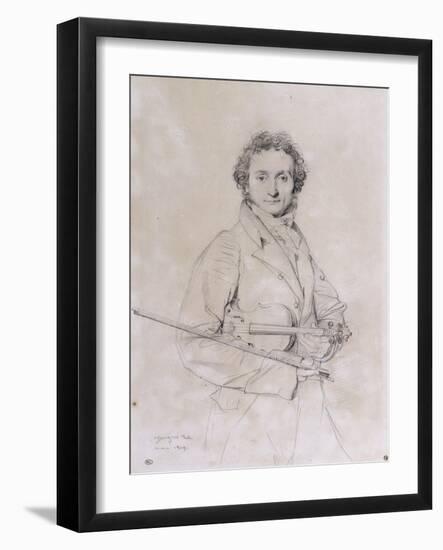 Portrait of Niccolo Paganini, Violinist (1782-1840)-Jean-Auguste-Dominique Ingres-Framed Giclee Print