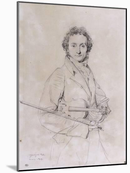 Portrait of Niccolo Paganini, Violinist (1782-1840)-Jean-Auguste-Dominique Ingres-Mounted Giclee Print